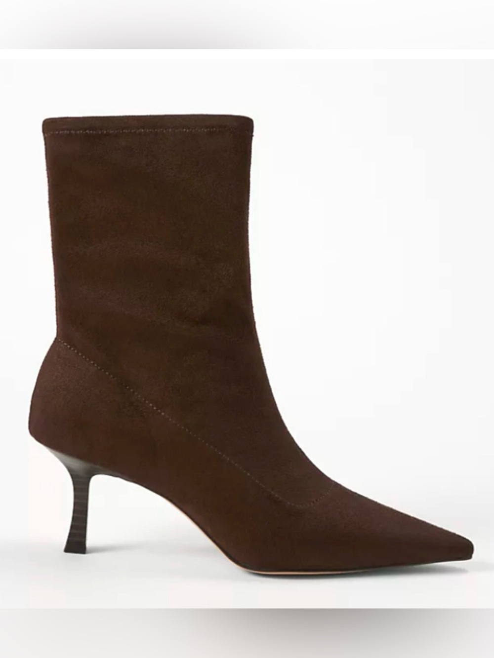 ANN TAYLOR CHOCOLATE MICROSTRETCH FAUX SUEDE POINTY TOE ANKLE BOOTIE BOOTS 9.5
